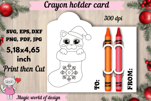 Cat in Santa's Sock Graphics for Coloring Pages Amp