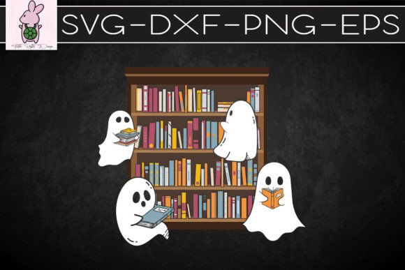 Ghosts Reading Books Halloween Graphics for Crafts