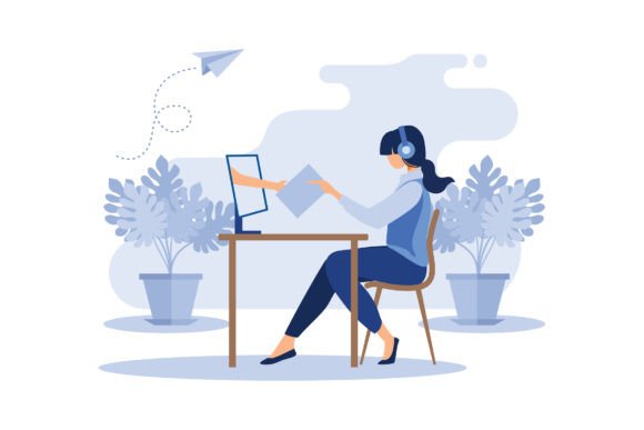 Girl at Computer Graphics & Illustrations Review