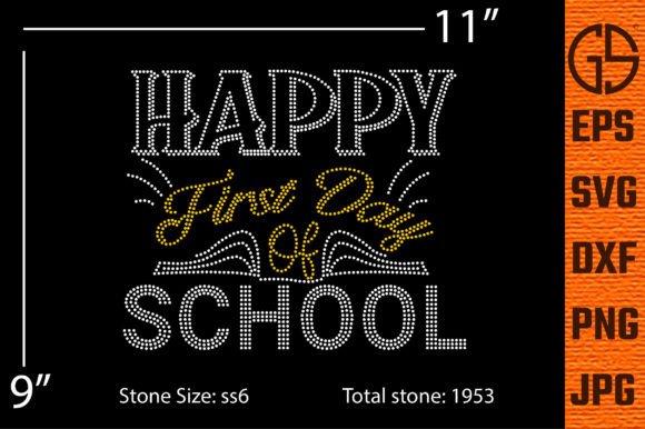 Happy First Day of School Rhinestone Graphics for Crafts