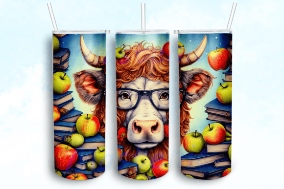 Highland Cow Western School Teacher PNG for Crafts and Graphics